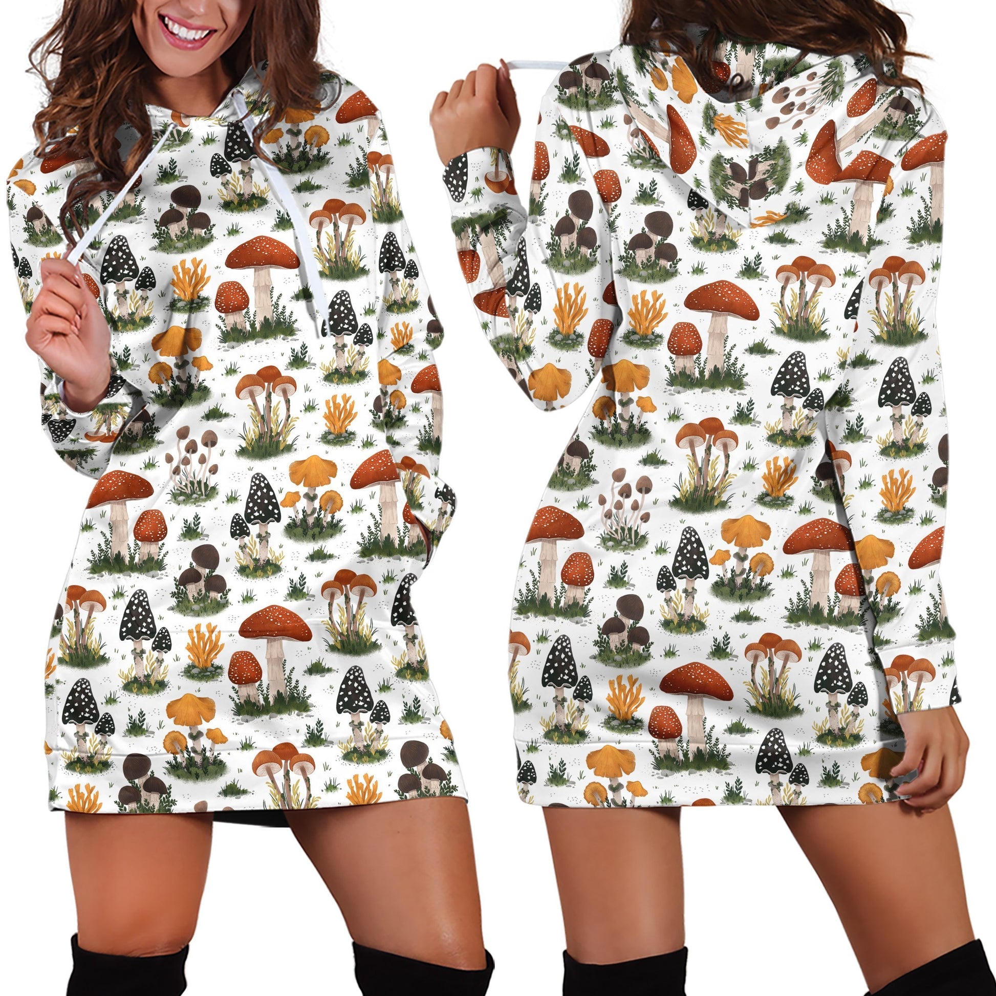 Many mushroom pants Hoodie Dress-Apparel-NTH-Hoodie Dress-S-Vibe Cosy™