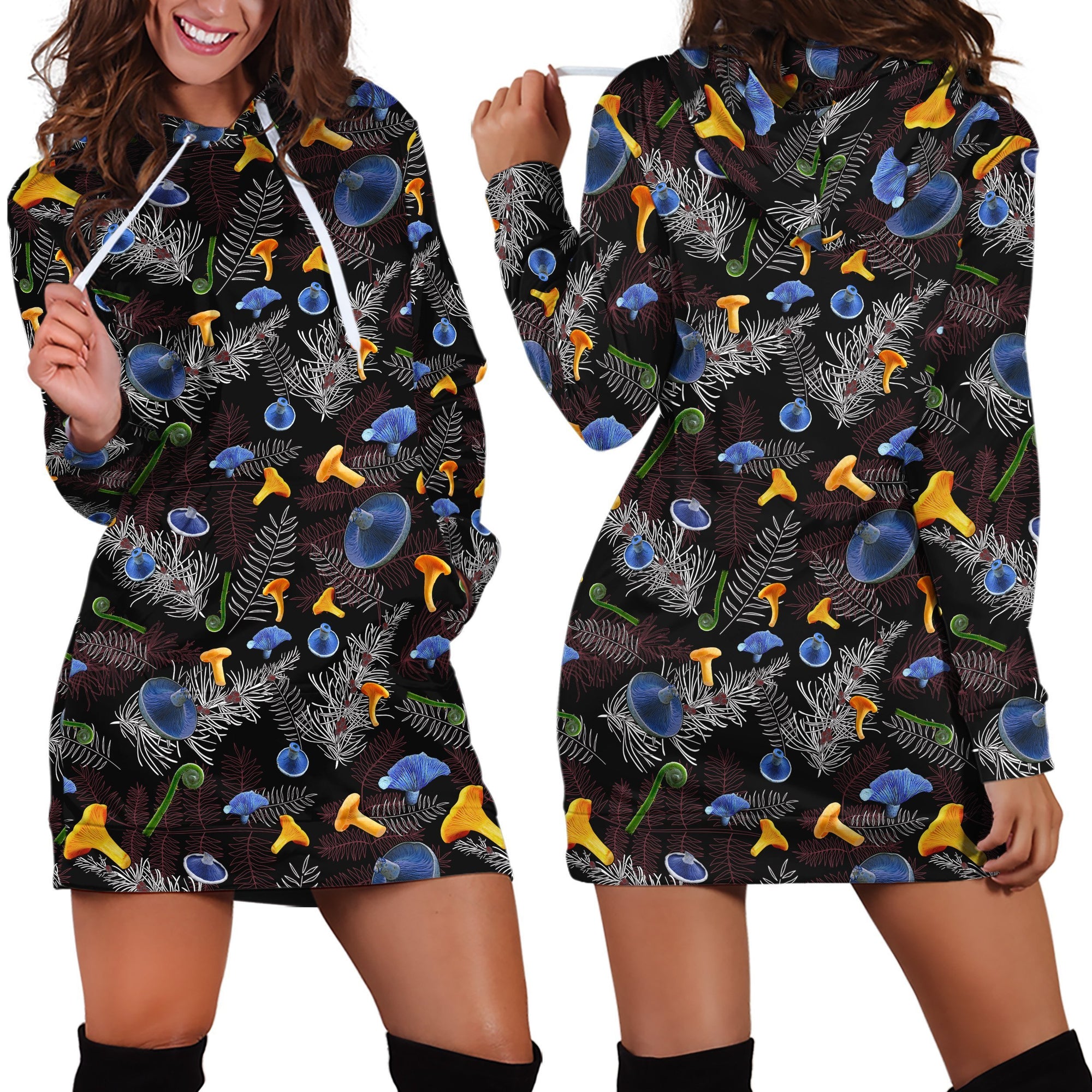 Violet mushroom pants Hoodie Dress-Apparel-NTH-Hoodie Dress-S-Vibe Cosy™