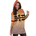 Sunset and Cow Hoodie Dress-Apparel-HD09-Hoodie Dress-S-Vibe Cosy™