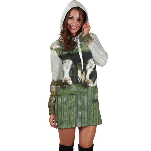 Two Cow Hoodie Dress-Apparel-HD09-Hoodie Dress-S-Vibe Cosy™