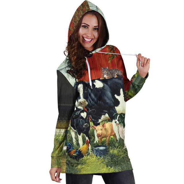 Animal in my famer Hoodie Dress-Apparel-HD09-Hoodie Dress-S-Vibe Cosy™