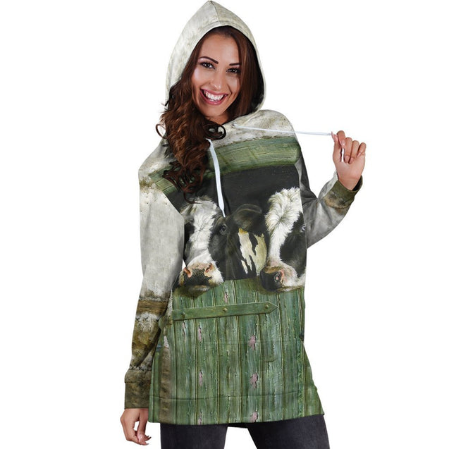 Two Cow Hoodie Dress-Apparel-HD09-Hoodie Dress-S-Vibe Cosy™