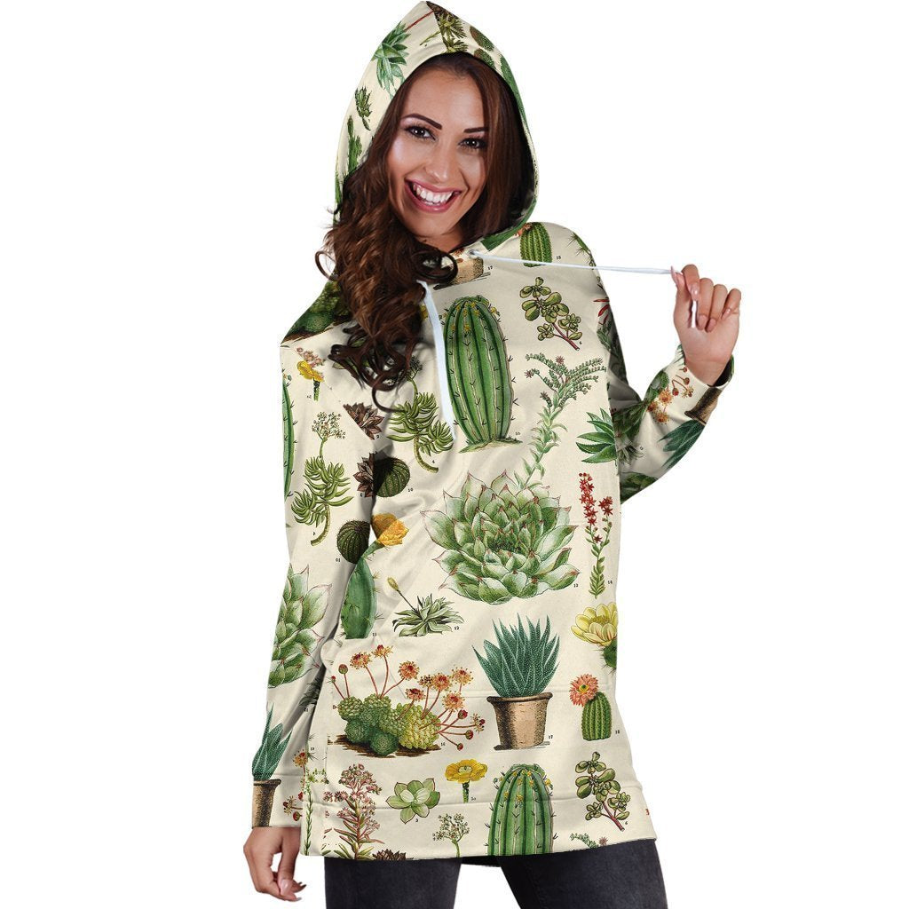 3D All Over Cacti Hoodie Dress-Apparel-NTH-Hoodie Dress-S-Vibe Cosy™