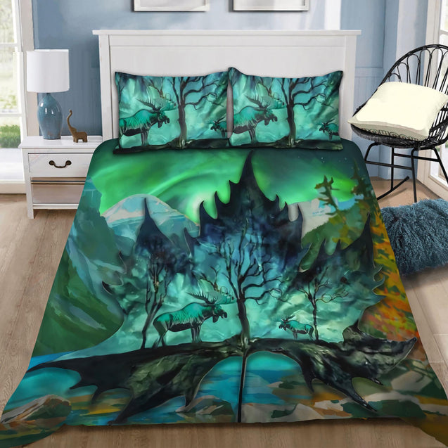 Canada Moose And Maple Leaf Aurora Bedding Set-ML-ML-US Twin-Vibe Cosy™