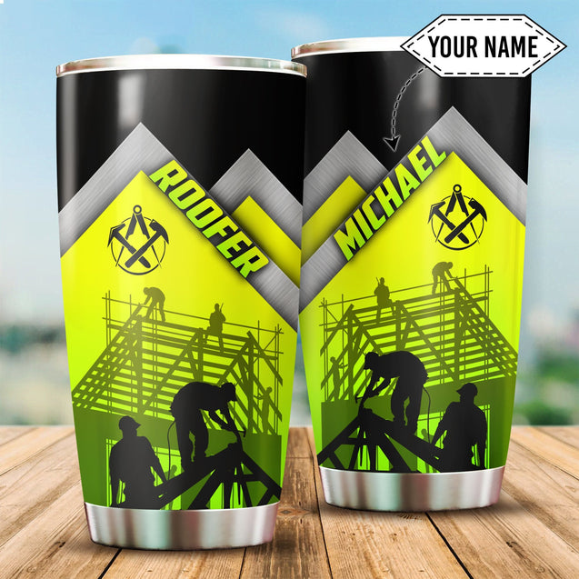 Premium Custom Name - The Best Roofer Green Stainless Steel Tumbler