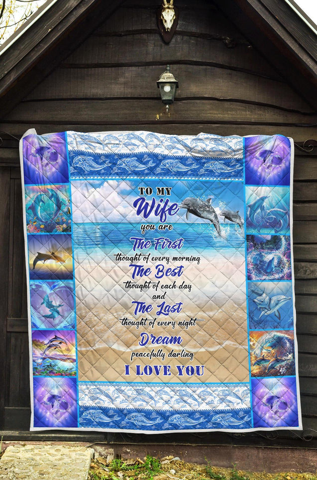 Love Gift Beautiful Dolphin Couple Quilt MEI