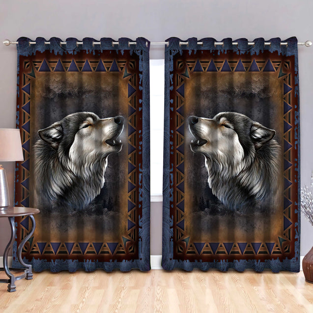 Wolf 3D All Over Printed Window Curtains