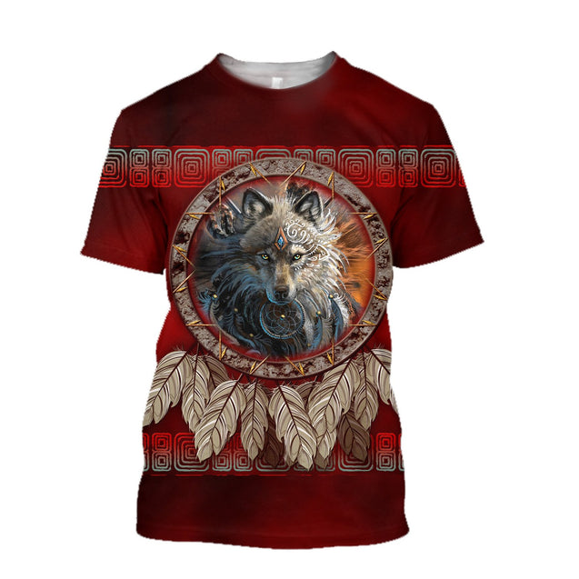 Wolf Native American 3D All Over Printed Unisex Shirts No 15