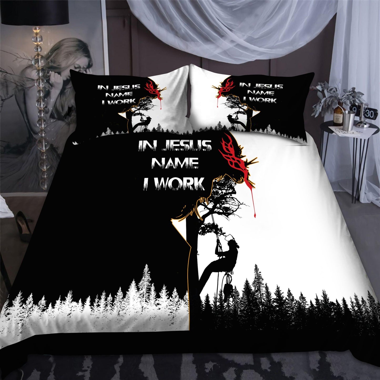 Awesome Arborist In Jesus Name I Work Bedding Set MEI