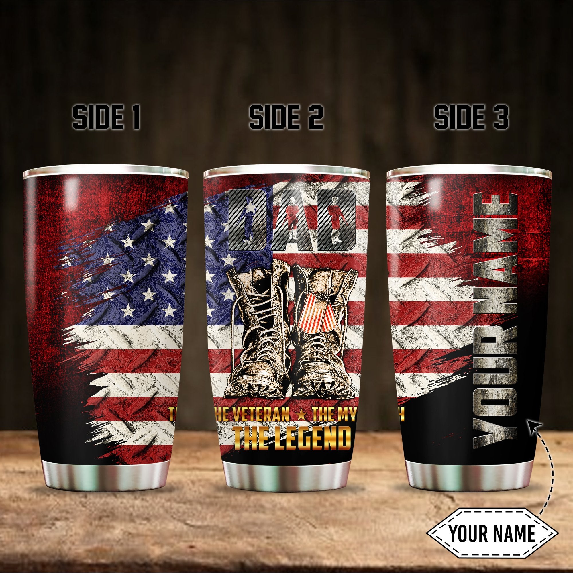 Customized Name American Steel Tumbler