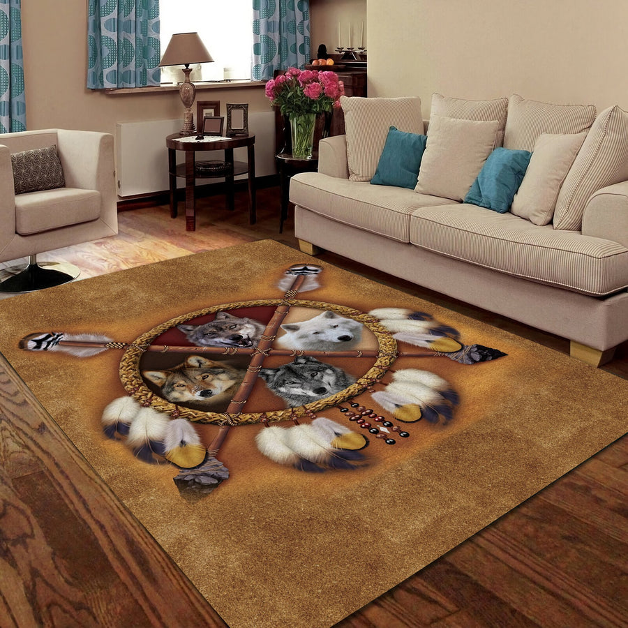 Wolf Native American 3D All Over Printed Rug