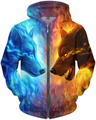 3D All Over Print blue and red wolf Hoodie-Apparel-HD09-Zipped Hoodie-S-Vibe Cosy™