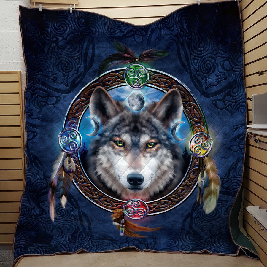 Celtic Wolf 3D All Over Printed Quilt
