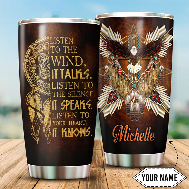 Customize Name Eagle Native American Steel Tumbler