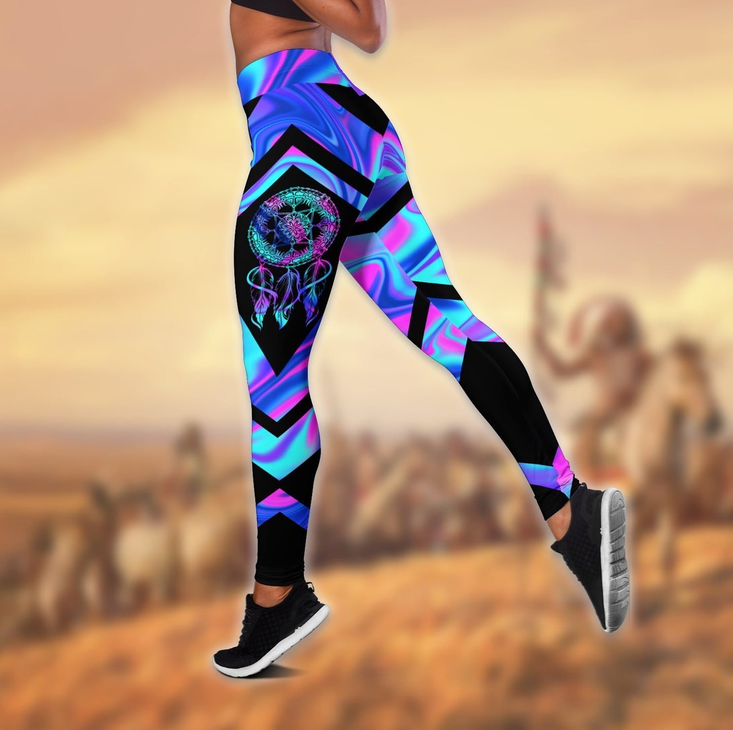 Native American 3D All Over Printed Legging + Hollow Tank