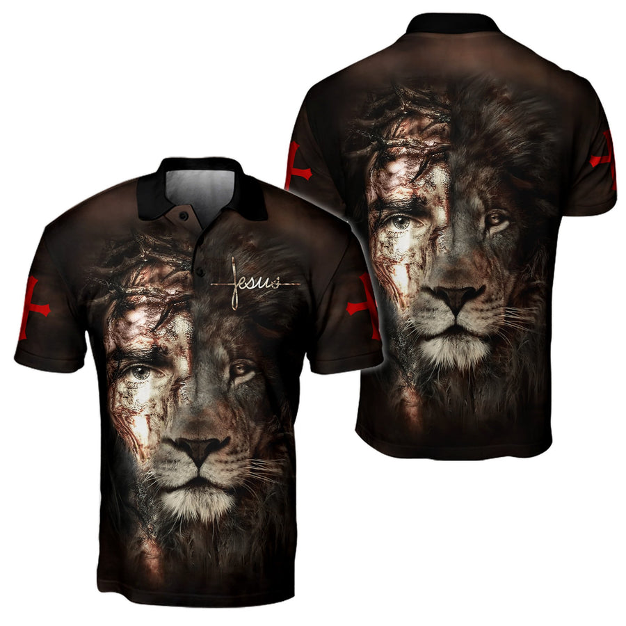 Jesus and Lion 3D All Over Printed Unisex Polo Shirt