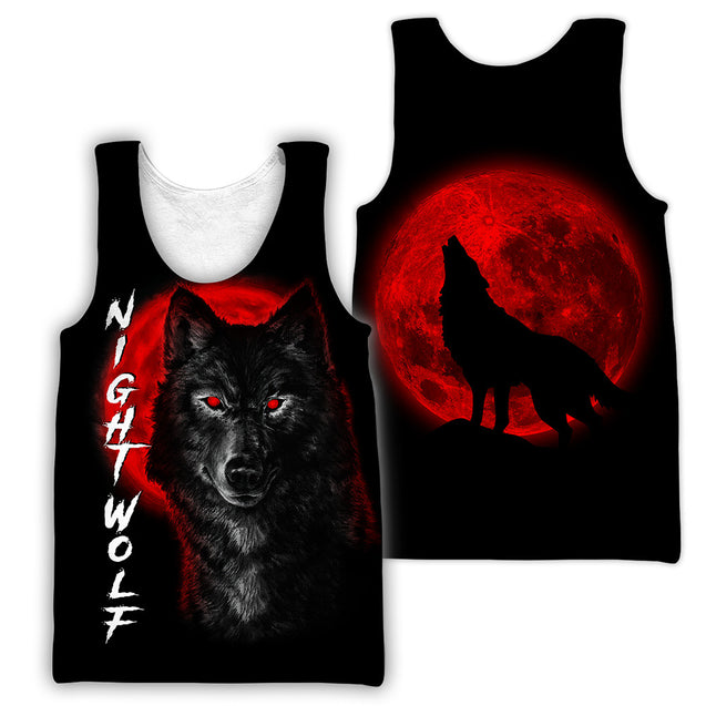 Wolf in Blood Moon 3D All Over Printed Shirt for Men and Women