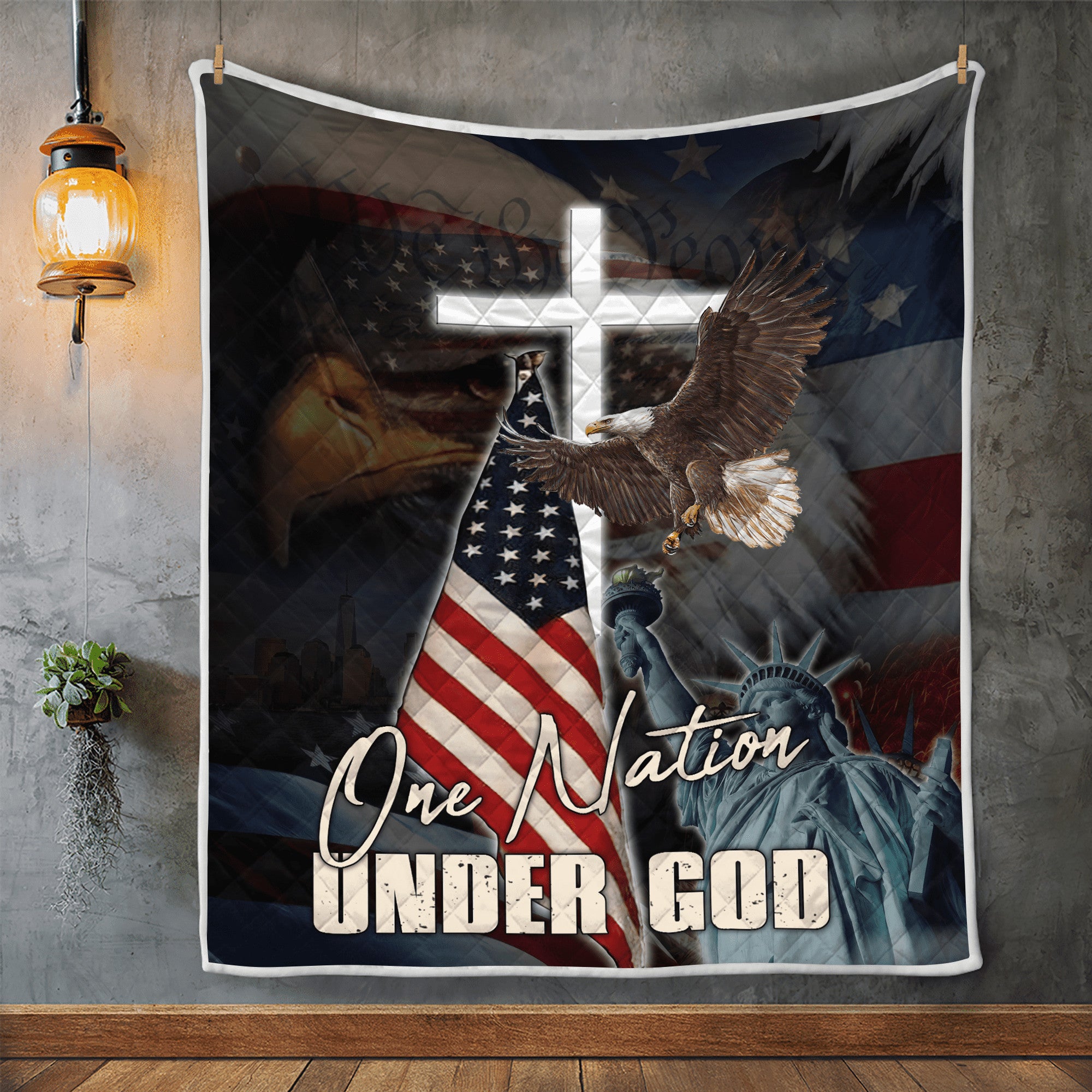 American - One Nation Under God 3D All Over Printed Quilt