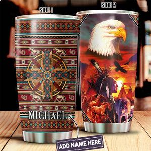 Customize Name Eagle Native American Steel Tumbler