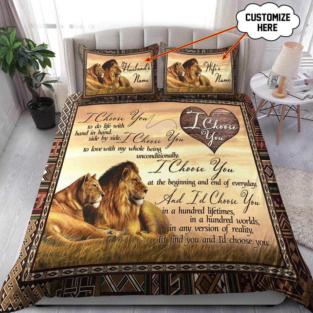 I Choose You Lion's Love Custom Bedding Set with Your Name