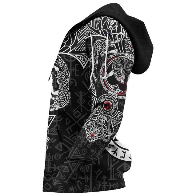 3D Printed Vikings Fenrir Skoll And Hati Valknut Raven-Apparel-HP Arts-Hoodie-S-Vibe Cosy™