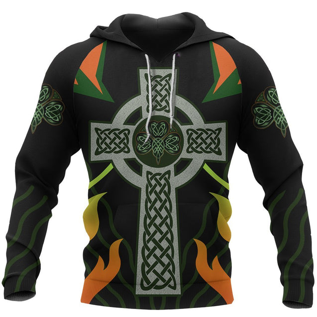 Irish Celtic Cross Shamrock 3D All Over Printed Shirts For Men and Women TT0129-Apparel-TT-Hoodie-S-Vibe Cosy™