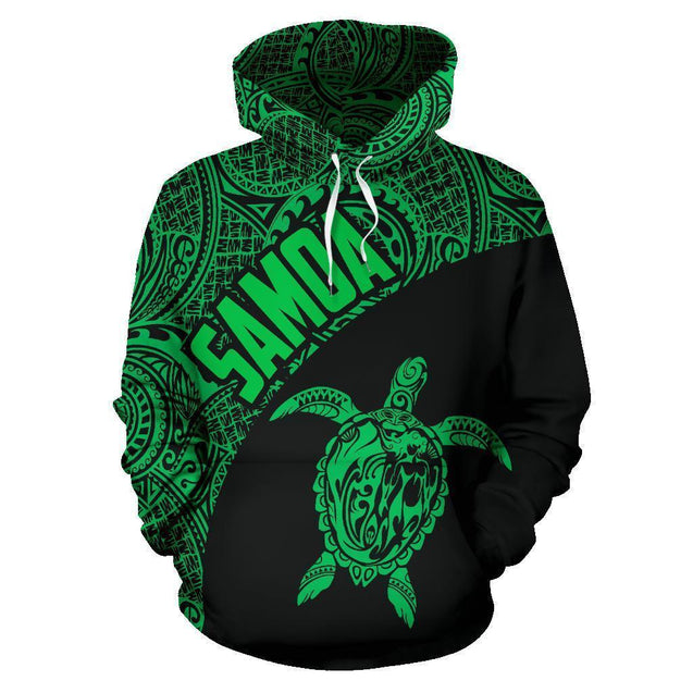 Samoa Hoodie Turtle Mermaid Polynesian Green-ALL OVER PRINT HOODIES (P)-Phaethon-Hoodie-S-Vibe Cosy™