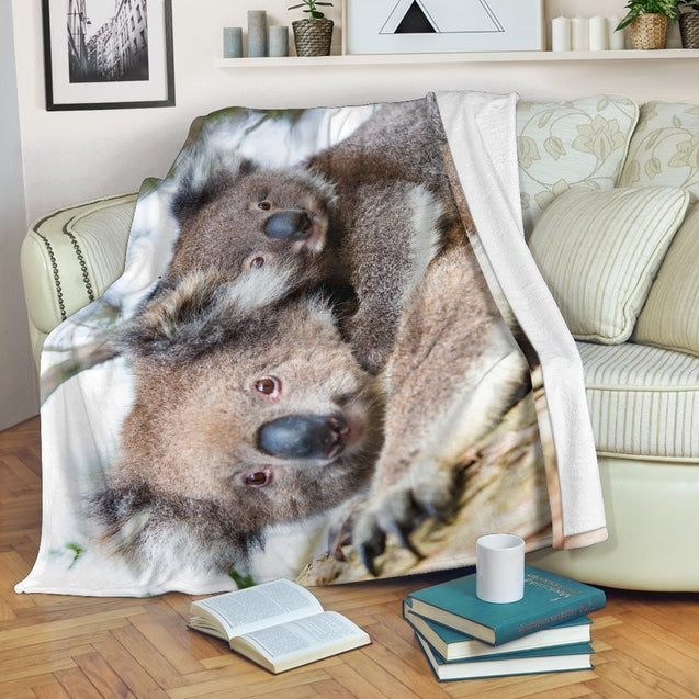 Cute Koala Bear Premium Blanket A5-PREMIUM BLANKETS-HP Arts-Premium Blanket - Cute Koala Bear Premium Blanket A5-Youth (56 x 43 inches / 140 x 110 cm)-Vibe Cosy™