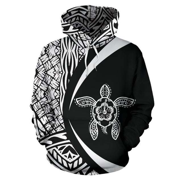 Hawaii Turtle Polynesian Hoodie - Circle Style White Color - AH - J9-ALL OVER PRINT ZIP HOODIES (P)-Phaethon-Hoodie-S-Vibe Cosy™