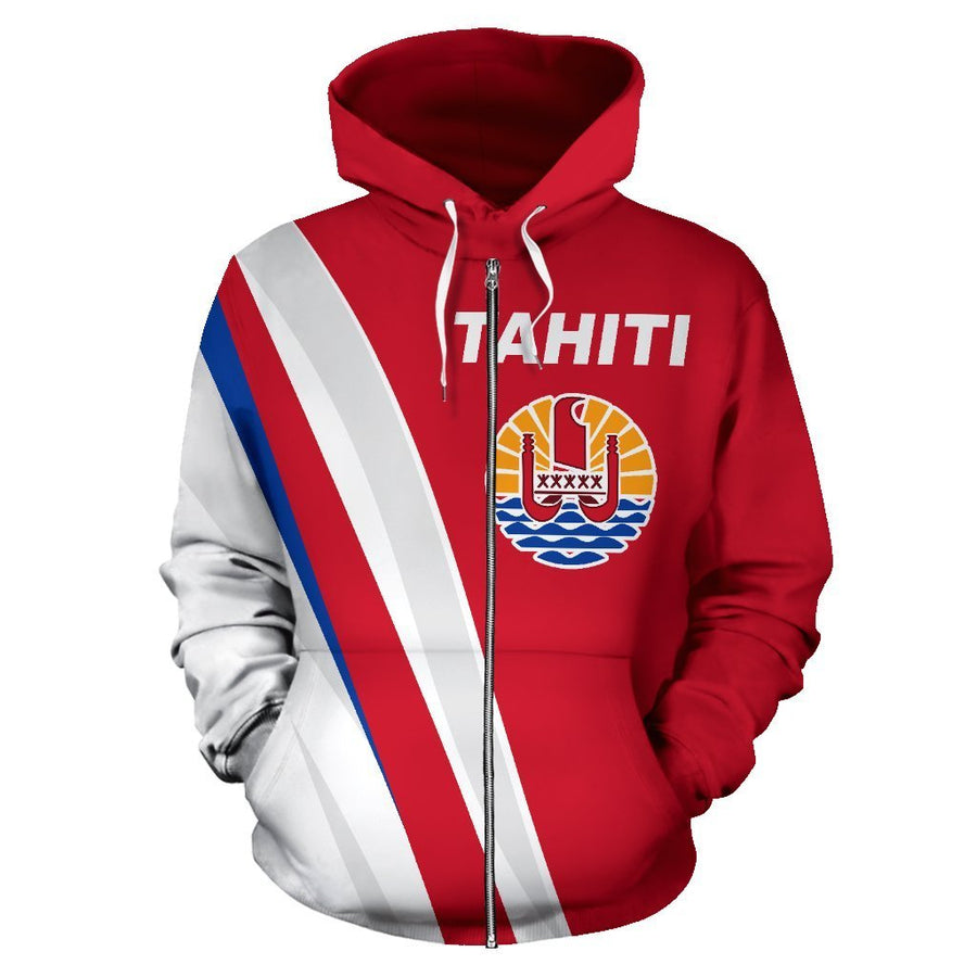 Tahiti Zip Up Hoodie Red K5-Apparel-Khanh Arts-Zipped Hoodie-S-Vibe Cosy™