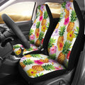 Cool Pineapple And Hibiscus Car Seat Covers - AH - K5-CAR SEAT COVERS-Alohawaii-Car Seat Covers-Universal Fit-White-Vibe Cosy™