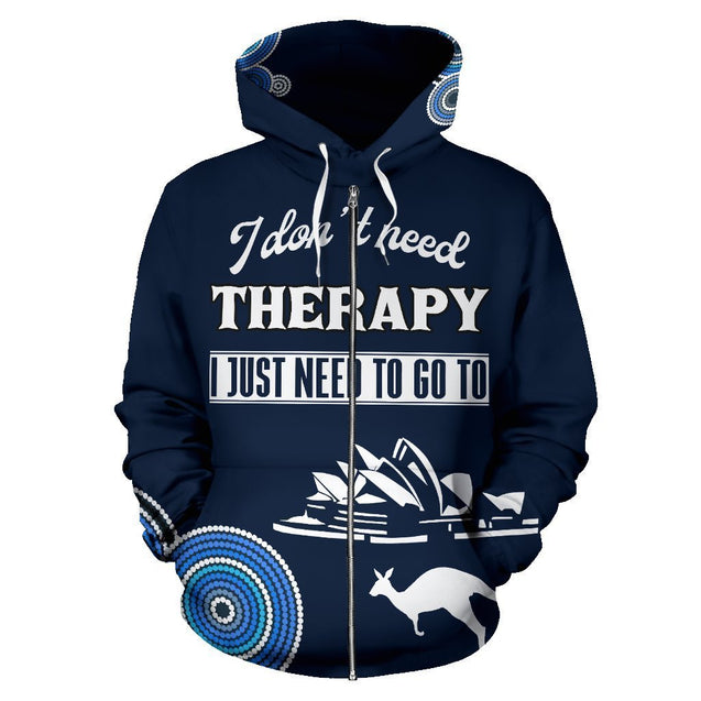 I Don't Need Therapy - Australia Allover Zip-up Hoodie-NNK1807-Apparel-PL8386-Zip-Up Hoodie-S-Vibe Cosy™