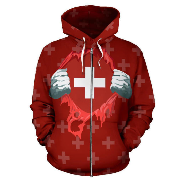 Switzerland Superhero Pullover Hoodie NNK11-Apparel-NNK-Zip-S-Vibe Cosy™