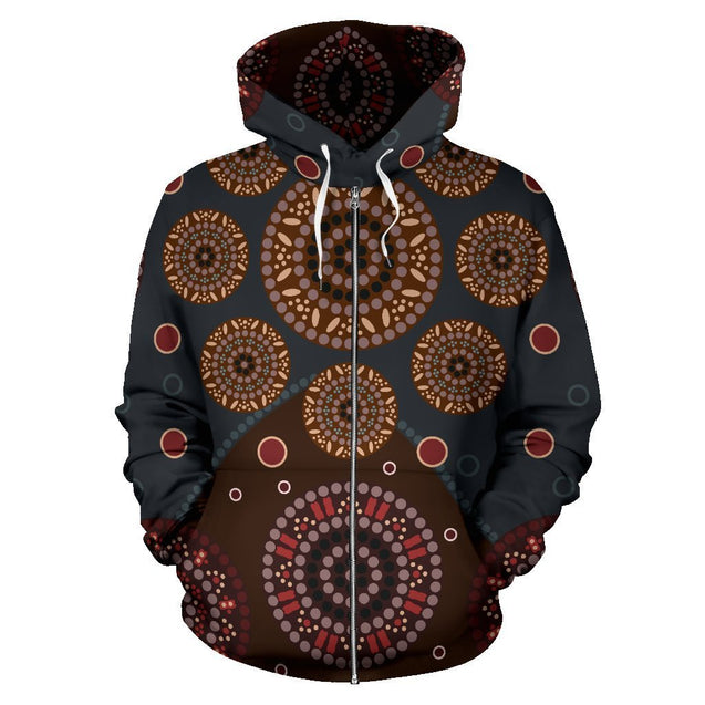 Beautiful Aboriginal All Over Hoodie NNK1447-Apparel-PL8386-Zipped Hoodie-M-Vibe Cosy™