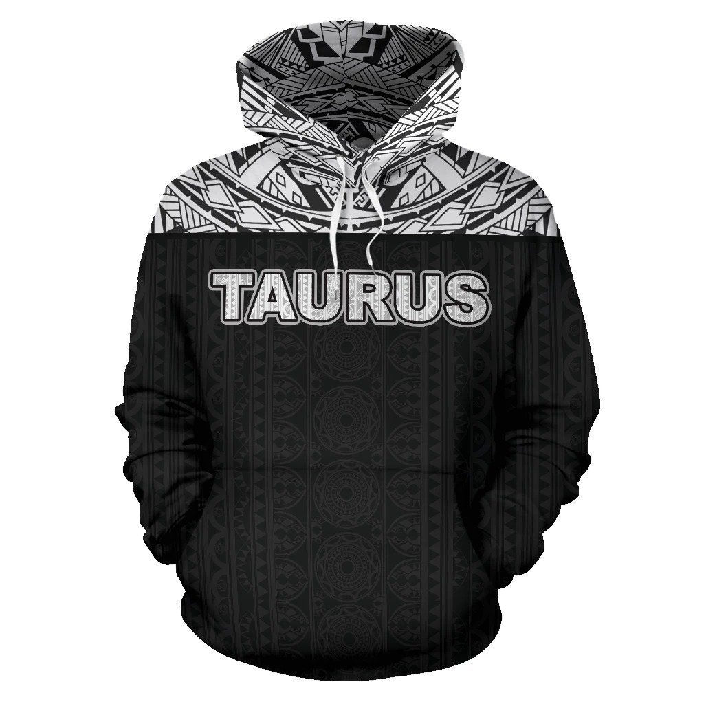 Taurus Zodiac - Poly All Over Hoodie Black Version NTH140834-Apparel-NTH-Hoodie-S-Vibe Cosy™