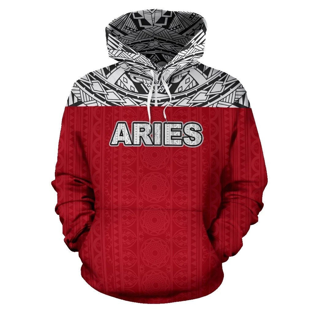 Aries Zodiac - Poly All Over Hoodie Red Version NTH140835-Apparel-NTH-Hoodie-S-Vibe Cosy™