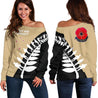 Lest We Forget - New Zealand Tan Off Shoulder Sweater K52-WOMENS OFF SHOULDER SWEATERS-HD09-Women's Off Shoulder Sweater - .-2XS-Vibe Cosy™