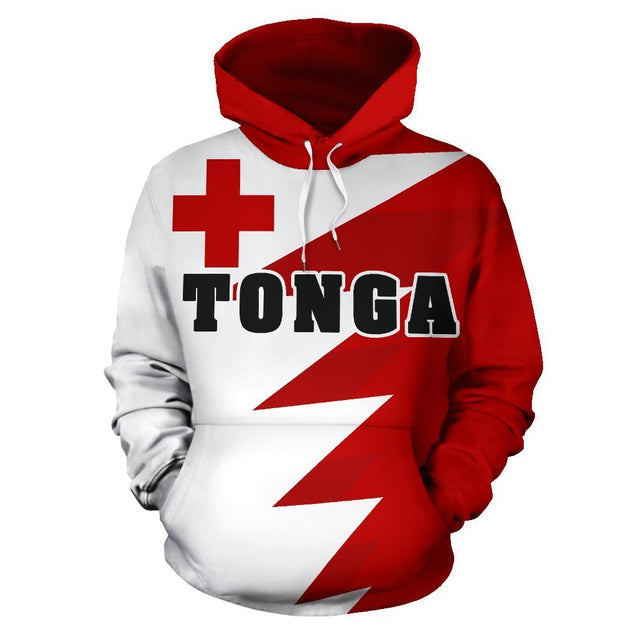 Tonga Flag All Over Print Hoodie - Tooth Style NNK 1215-Apparel-NNK-Hoodie-S-Vibe Cosy™