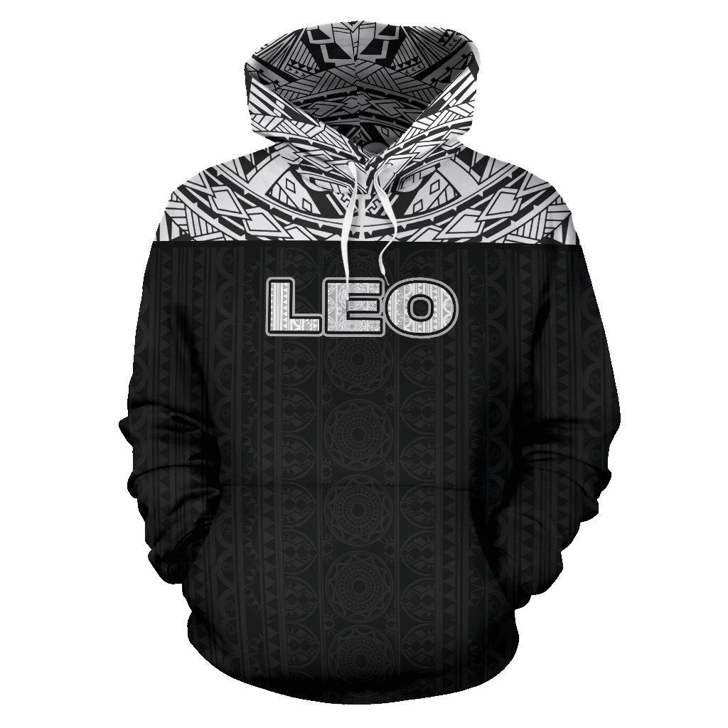 Leo Zodiac - Poly All Over Hoodie Black Version NTH140836-Apparel-NTH-Hoodie-S-Vibe Cosy™