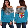 Fiji Women's Off Shoulder Sweater - Polynesian Design - BN09-WOMENS OFF SHOULDER SWEATERS-Khanh Arts-Sweater-2XS-Black-Vibe Cosy™