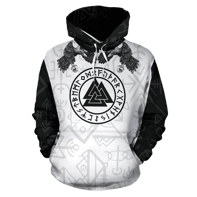 Viking Hoodie - Fenrir Wolf Black and White-Apparel-HP Arts-Hoodie-S-Vibe Cosy™