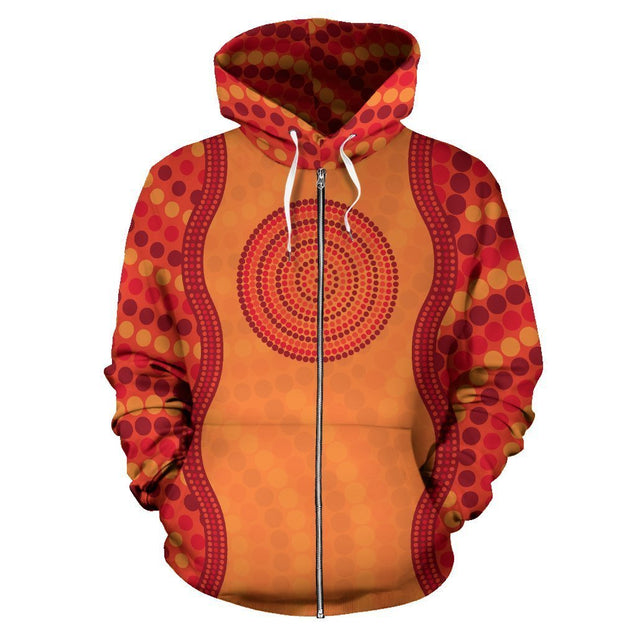 Australia Hoodie Kangaroo Aboriginal -NNK1493-Apparel-PL8386-Zip-Up Hoodie-S-Vibe Cosy™