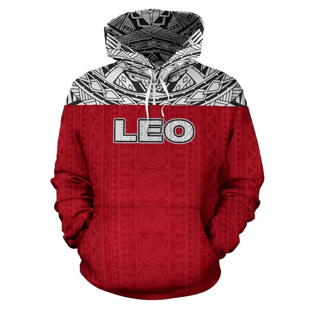 Leo Zodiac - Poly All Over Hoodie Red Version NTH140844-Apparel-NTH-Hoodie-S-Vibe Cosy™