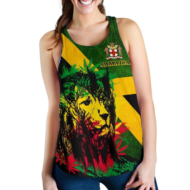 Jamaica - Jamaican Lion Racerback Tank A7-Apparel-Phaethon-Tank Top-S-Vibe Cosy™