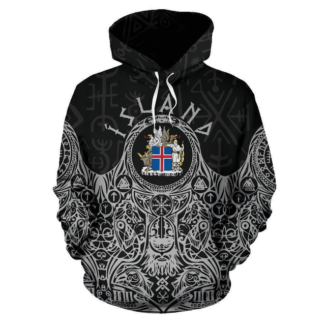 Iceland Vikings Coat of Arms Hoodie-Apparel-HP Arts-Hoodie-S-Vibe Cosy™