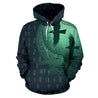 Viking Hoodie Raven And Odin'S Eye Green-Apparel-HP Arts-Hoodie-S-Vibe Cosy™