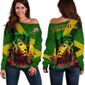Jamaica - Jamaican Lion Off Shoulder Sweater A7-WOMENS OFF SHOULDER SWEATERS-Phaethon-Women's Off Shoulder Sweater-S-Vibe Cosy™