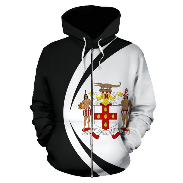 Jamaica Coat Of Arms Zip Up Hoodie - Circle Style J9-Apparel-Phaethon-Hoodie-S-Vibe Cosy™