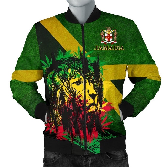 Jamaica - Jamaican Lion Men's Bomber Jacket A7-Phaethon-Men's Bomber Jacket-S-Vibe Cosy™