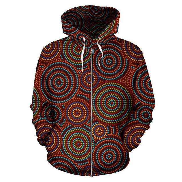 Color Aboriginal All Over Hoodie NNK1448-Apparel-PL8386-Zip-up Hoodie-S-Vibe Cosy™